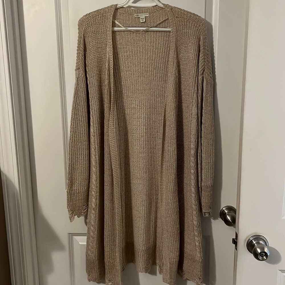 Knit Cardigan with Distressed Details